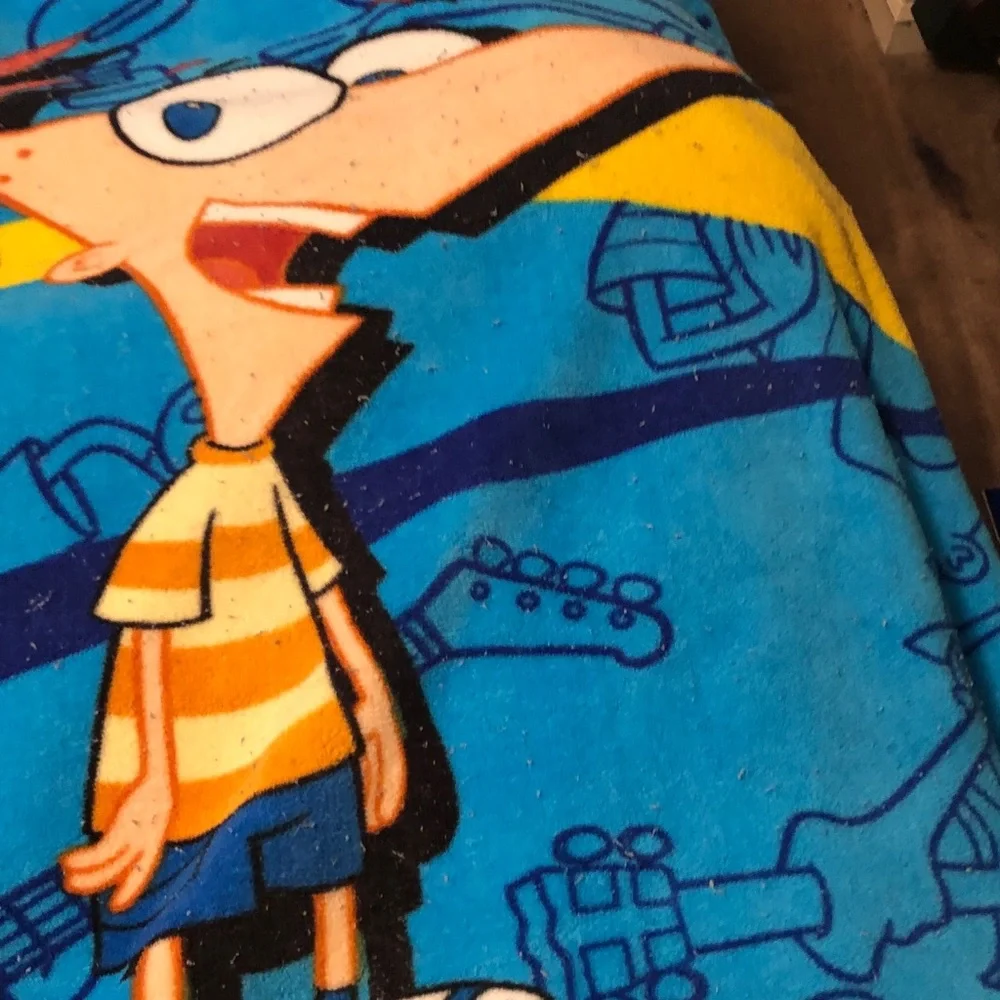 Phineas and Ferb Plush Throw Blanket - Bright Blue